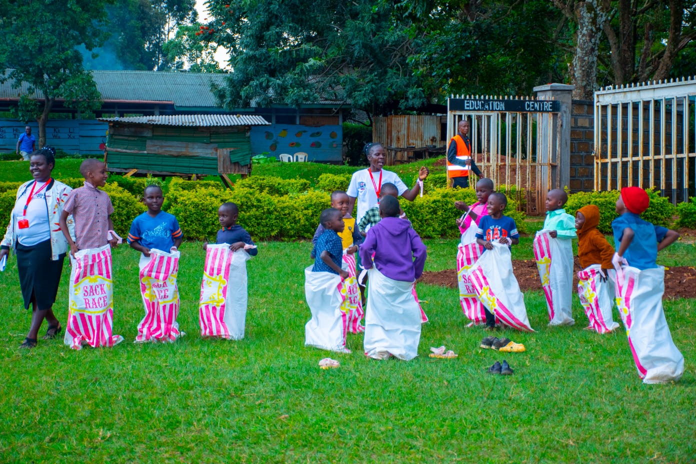 DEC holiday club children enjoying a team game.